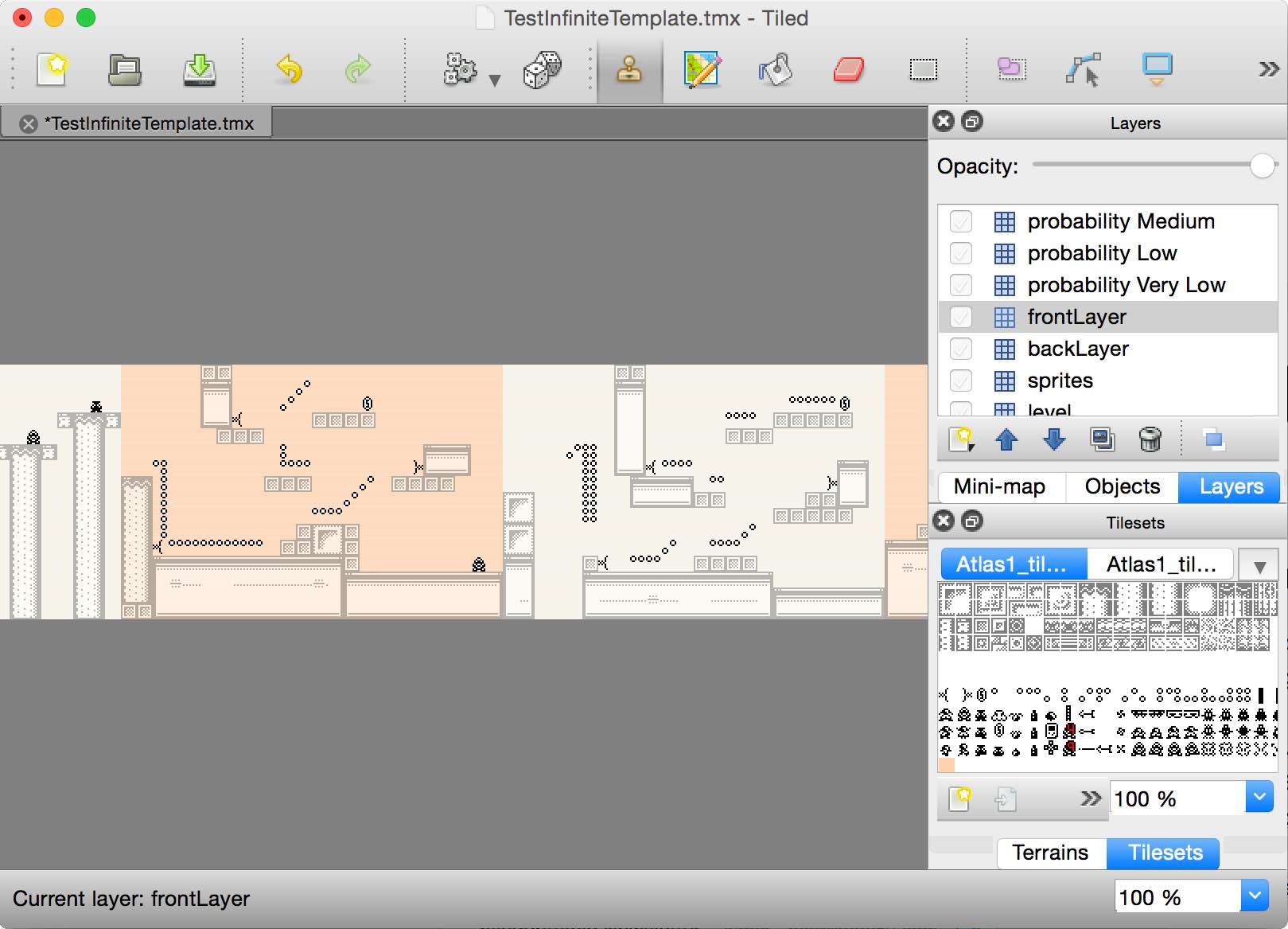 Level template editing in Tiled editor Level template editing in Tiled editor
